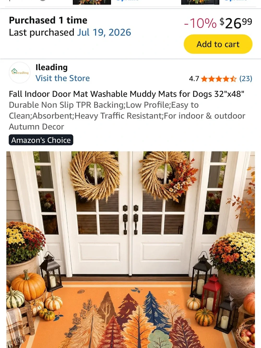 Autumn Forest Orange Doormat - Seasonal Home Accent
